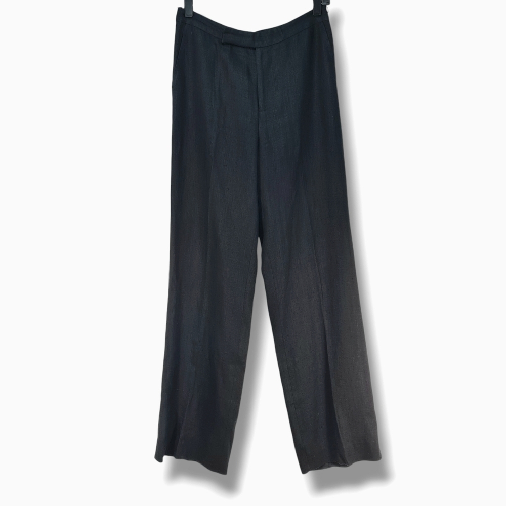 Vintage Lauren Ralph Lauren LRL Black 100% Linen Pants Flat Front Women's Size 6